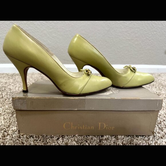 NWTs Deadstock 60s Mint Green Christian Dior Marshall Field's Stilett Leather 8 - Picture 10 of 13